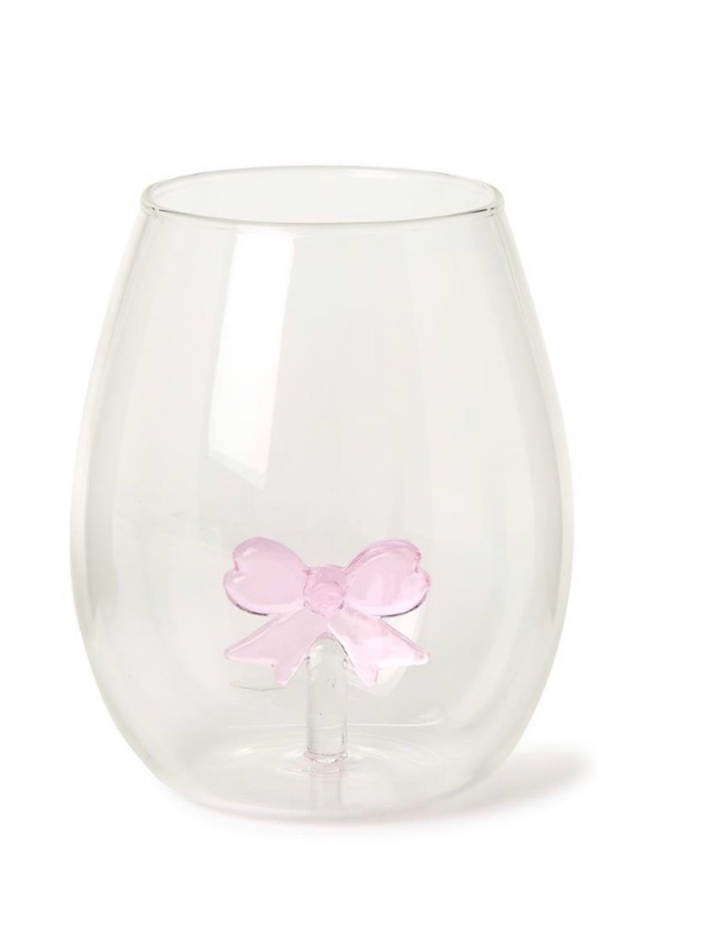 Stemless Glass Tumblers with Pink Bow Accent by Two’s Company